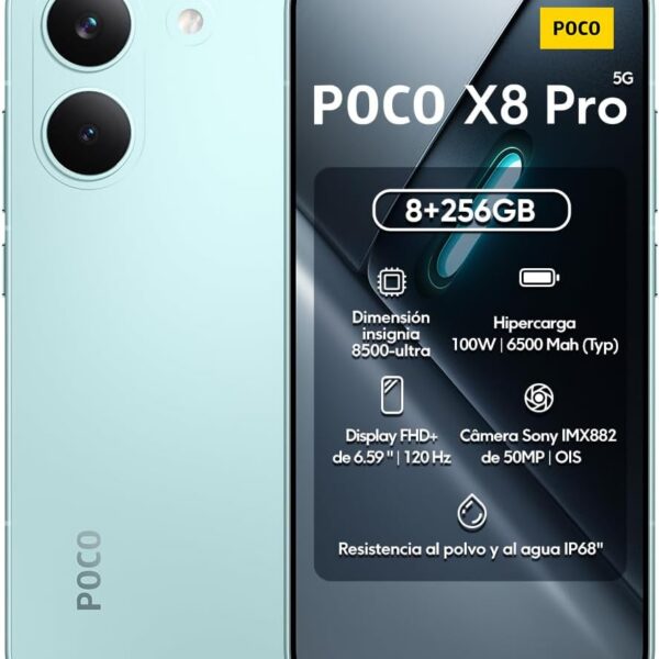 Xiaomi Poco X8 Pro 256GB 8GB Verde com NFC: alto desempenho para games e multitarefas com tela AMOLED 120Hz 1.5K.