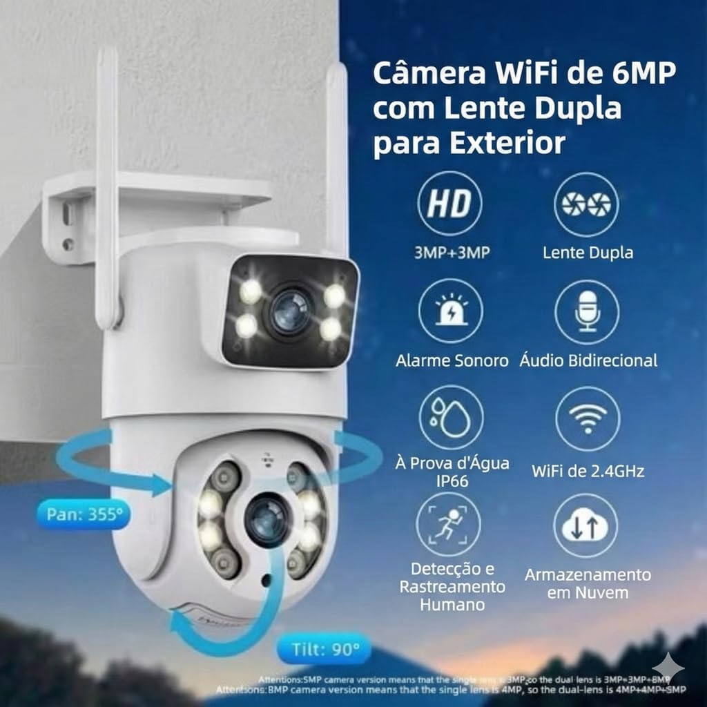 YOOSEE Câmera Domo 4MP com rastreamento automático, visão 360° e YOOSEE Câmera Domo 4MP com rastreamento automático, visão 360° e Wi-Fi para segurança residencial interna e externa