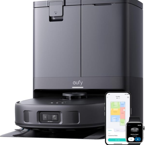 eufy X10 Pro: aspiração 8000Pa, lava e seca sozinho, evita obstáculos e é ideal para casas com pets.