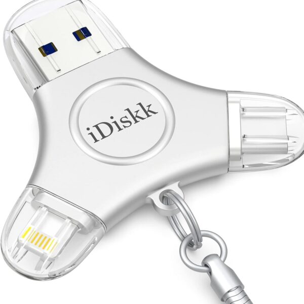 iDiskk Cofre de fotos 512GB MFi: backup rápido, libera espaço e funciona em iPhone, iPad, Android e USB-C