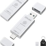 iDiskk Flash Drive 512GB: backup rápido e seguro com impressão digital e USB-C para iPhone 15, MacBook e Android
